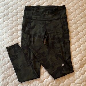 lululemon athletica Dark Green and Black Camo Leggings